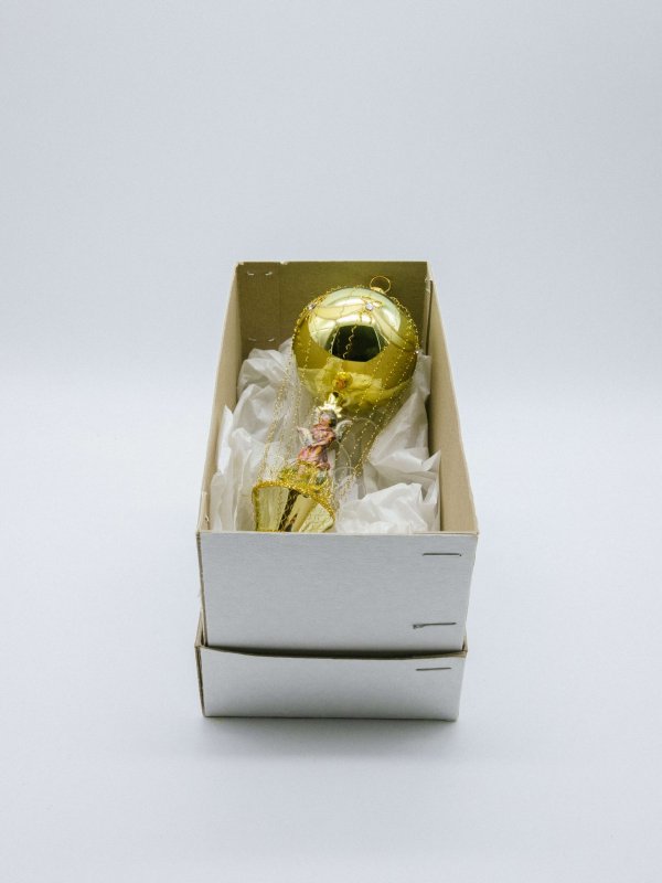 Christbaumkugel Ballon in gold im Karton (B-Ware)