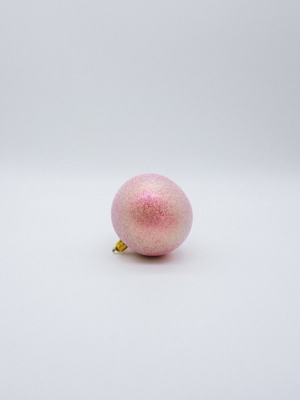 Glimmer Christbaumkugel in Pink mit 10 cm
